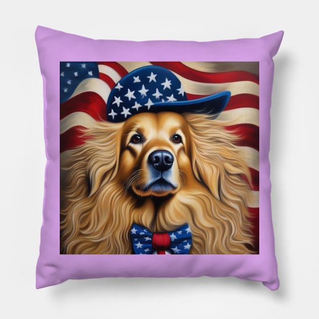 All America Golden Retriever Pillow by The Artful Barker