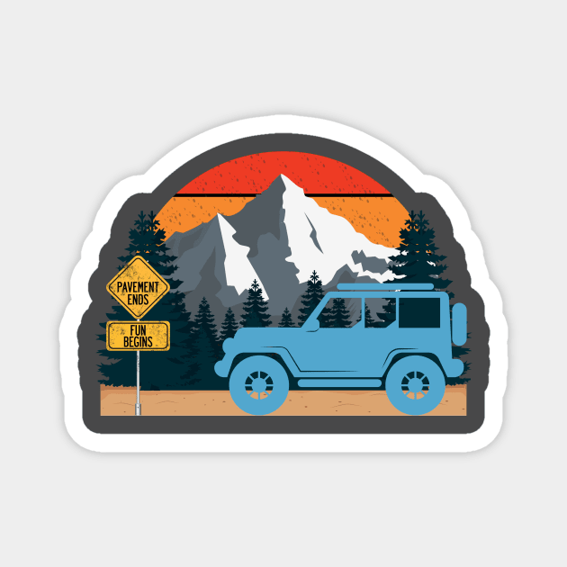 Off-Roading - Mountains and Sunset Magnet by playndirt