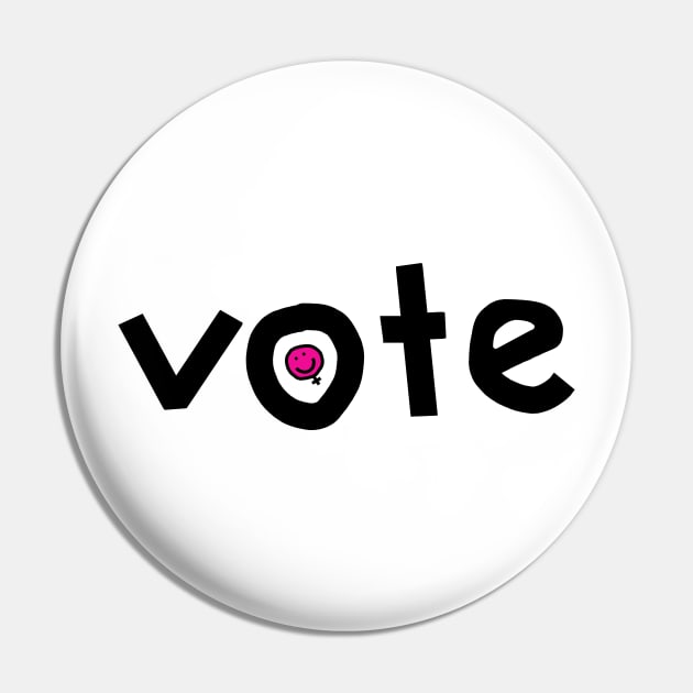 Vote Woman Smile for Womens Rights Pin by ellenhenryart