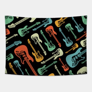 Electric Guitar Seamless Pattern Retro Theme Tapestry