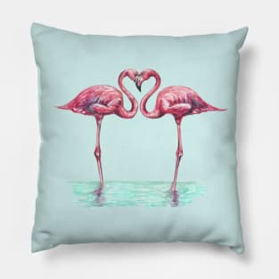 Pink flamingos in love Pillow