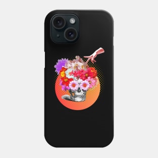 DIOS DE LOS MUERTOS SKULL+FLORAL COLLAGE Phone Case