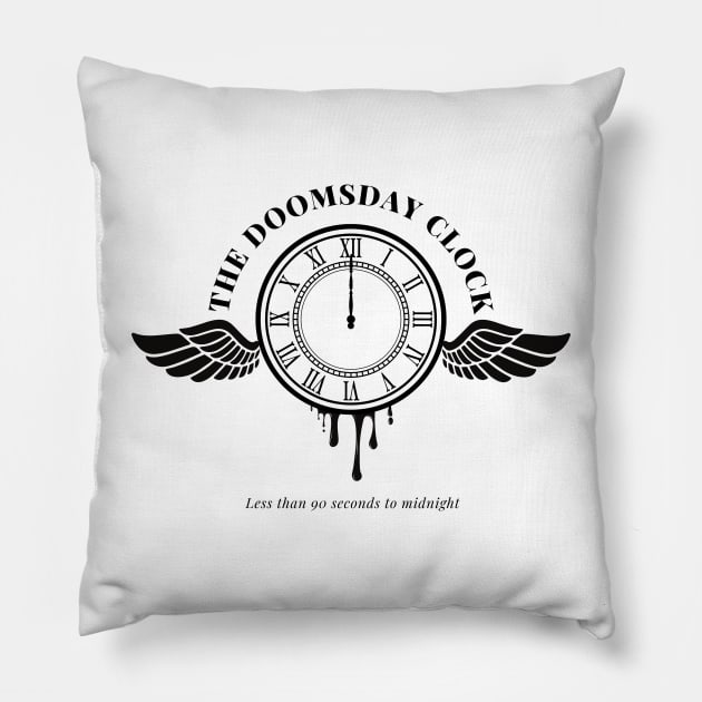 The Doomsday Clock - less than 90 seconds to midnight Pillow by OdllyWeird