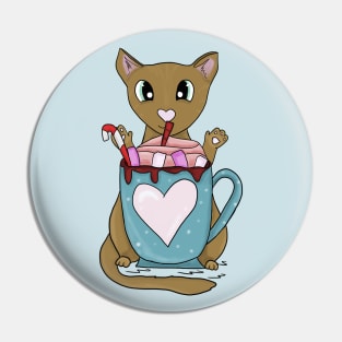 Hot chocolate cat Pin