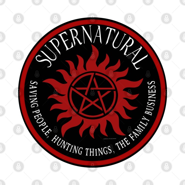 Supernatural Saving People Hunting Things The Family Business Ring Patch by Ratherkool