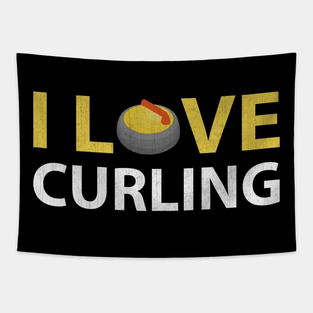 I Love Curling Gift Tapestry by TheLostLatticework