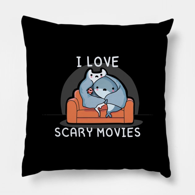 I love scary movies Pillow by wawawiwa