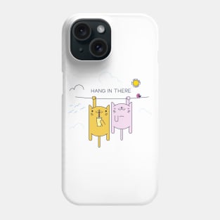 Cute Cats - Hang in there quote - Cat Illustration Phone Case