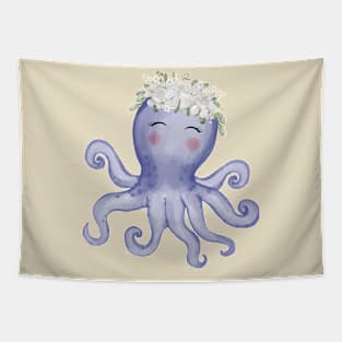 Octopus Flower Watercolor Tapestry