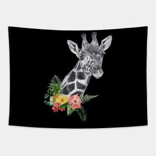 Floral Wild Giraffe Camelopard Spirit Animal Wildlife Rescue Tapestry