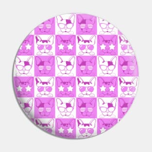 Frenchies with Glasses Pattern Pink Pin