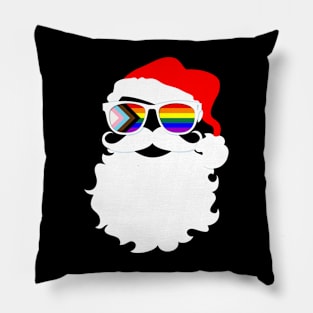 Santa Claus LGBTQ Progress Pride Flag Sunglasses Pillow