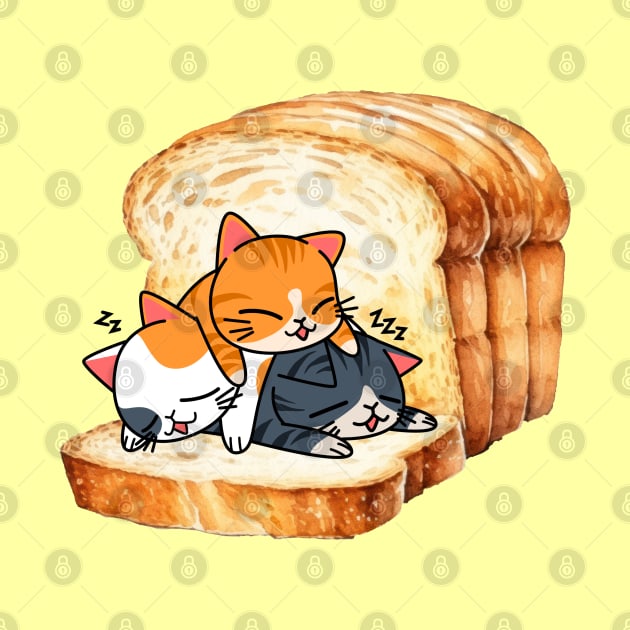 Funny Kawaii Cute Foodie Fast Food Lover Bread Toast Cat by Tina