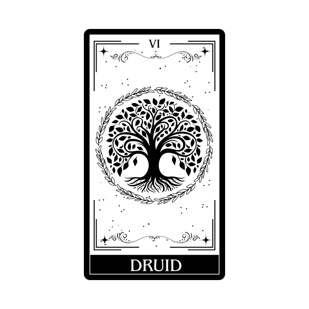 Druid Tarot Card D&D Nat 20 Dungeons & Dragons T-Shirt Black by JaeSlaysDragons