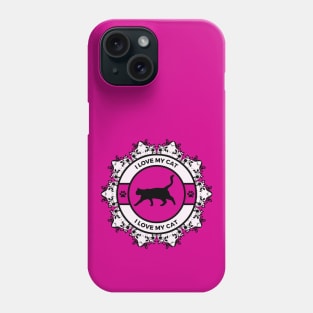 Pink/Fuchsia I Love My Cat Phone Case