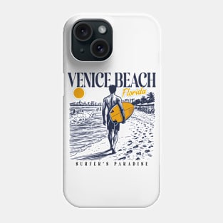 Vintage Surfing Venice Beach, Florida // Retro Surfer Sketch // Surfer's Paradise Phone Case