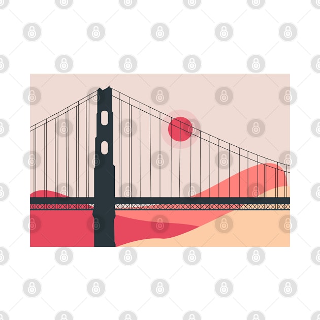 The bridge - sans francisco Golden gate sunshine vector illustration by zaiynabhw