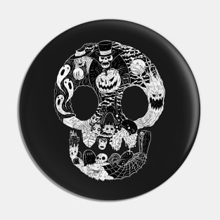 Spooky Skull White Pin