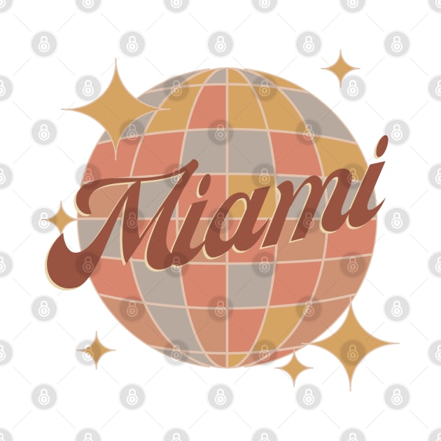 Miami Florida Retro Vintage disco ball brown by Bailamor