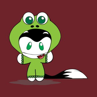 Dot the Cat in a Frog Costum T-Shirt