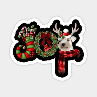 Christmas Joy Dwarf Stocking Reindeer Miniature Schnauzer Magnet