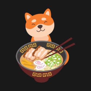 Happy Shiba Inu with Bowl of Ramen T-Shirt