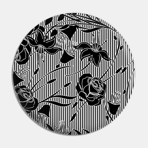 Monochrome Floral Pin by ilhnklv