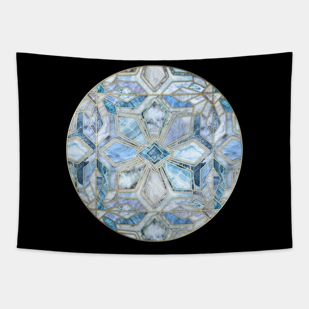 Geometric Gilded Stone Tiles in Soft Blues Tapestry by micklyn