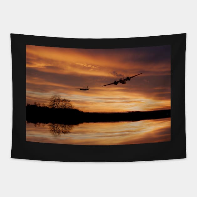 Sunset Marauders Tapestry by aviationart