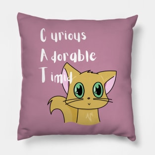 Curious, Adorable, Timid Cat Personality Pillow