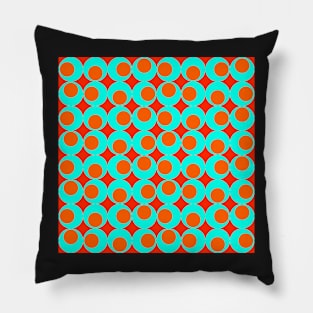 1970s teal and orange geometric design Pillow