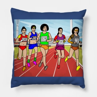 Jogging Marathon Runners And Train Pillow