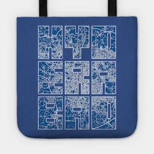 Hyderabad, India City Map Typography - Blueprint Tote