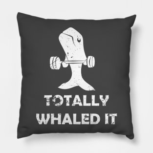 Motivational Exercising Whale Pun Pillow