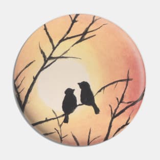 Love Birds in Brown Sunset Pin