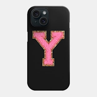 Y - Bubblegum Glitter Varsity Letter Patches Phone Case