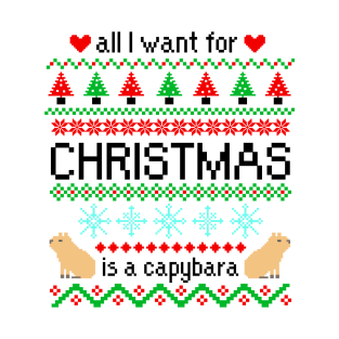 All I Want for Christmas is a Capybara Ugly Sweater T-Shirt