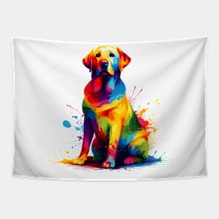 Labrador Retriever in Colorful Splash Paint Style Tapestry