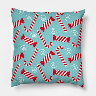 Cute Sweet Candycane Wrapped Candy Red Stripes Spiral Christmas Pattern Pillow