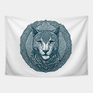 Monochrome Mountain Lion Portrait Tapestry