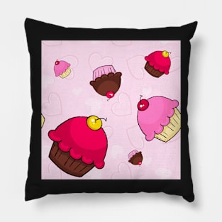 Valentine's Cartoon Cupcakes Pillow