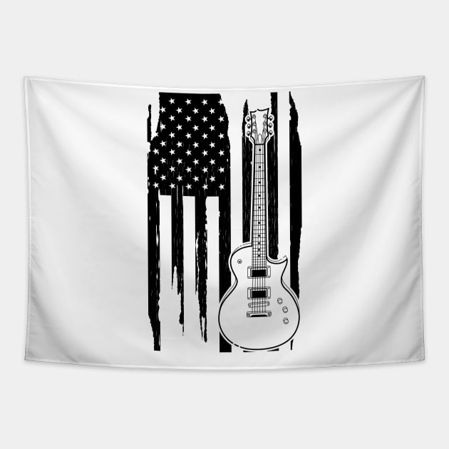 Guitar American Flag Tapestry by KC Happy Shop