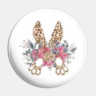 Cute leopard floral boho bunny ears illustration Pin