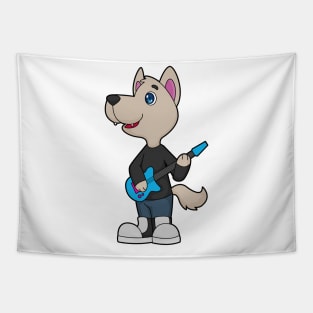 Dog Musician Guitar Music Tapestry