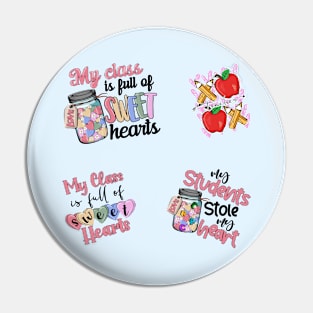 Retro Teacher Valentine Stickers Pack Pin