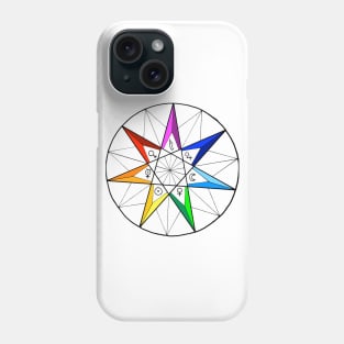 Seven Pointed Star with Classical Planets and Chakra Colors Phone Case