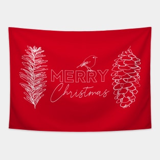 Red Merry Christmas Tapestry