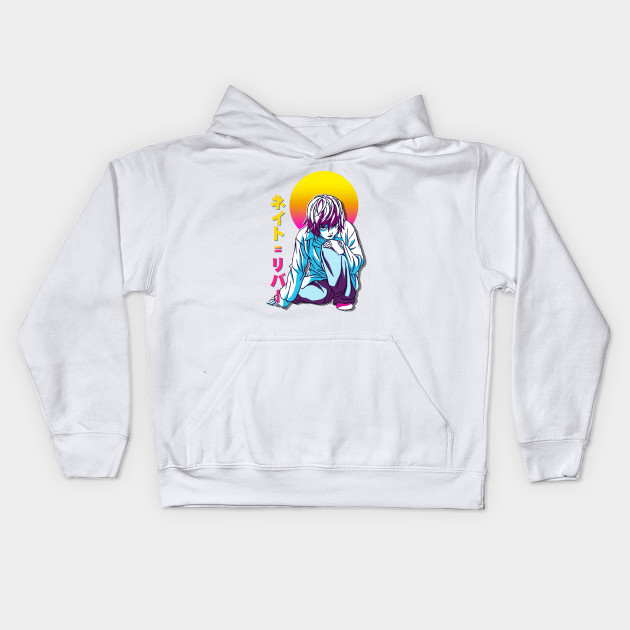 Near Death Note Anime Retrowave Death Note Kids Hoodie Teepublic