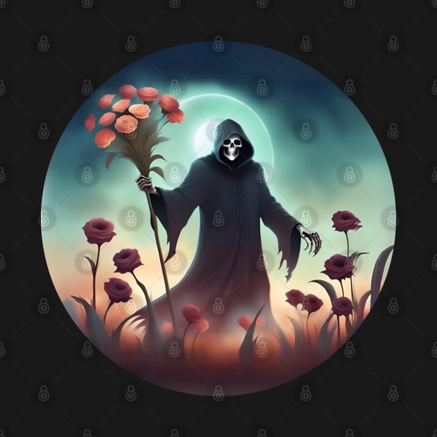 Flower-giving Grim Reaper by ConchCraft LLC