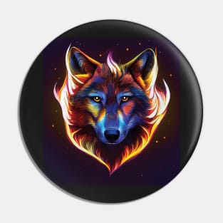 Wolf in Colourful Flames. Bold Striking Image Pin